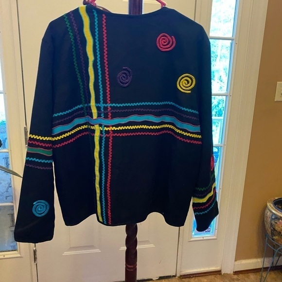 NEW DIRECTION BRIGHT PADTEL COLORED PRINTED JACKET SIZE S SEE MEASUREMENTS - Picture 6 of 7